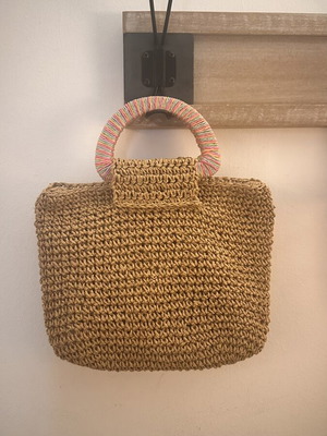 Straw bag with pouch like new, crossbody, beige