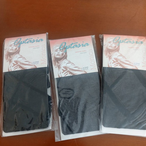 Optasia Monica women's 3/4 black patterned trouser socks, one size, pack of 3