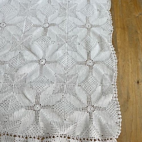 Handmade white knitted blanket quilt vintage used 1.80 x 1.34 m
