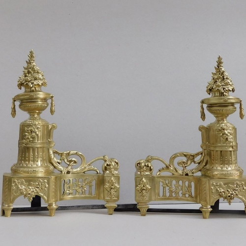 Decorative French Neoclassical Bronze Fireplace Triptych