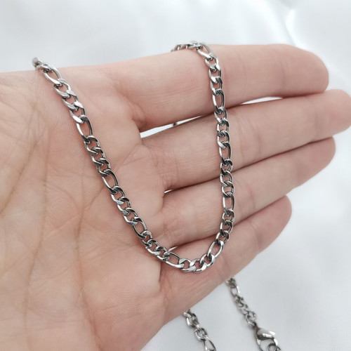 Figaro Necklace Stainless Steel 50 cm New Silver
