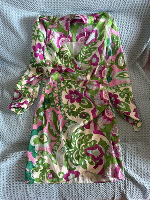 Φλοράλ σατέν φόρεμα wrap style XS σαν καινούργιο