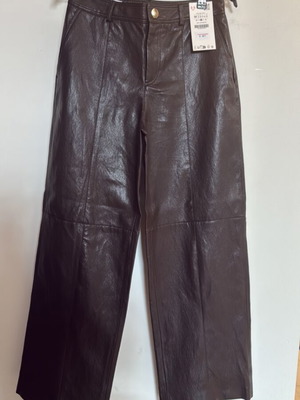 Zara brown leather-look pants new size M