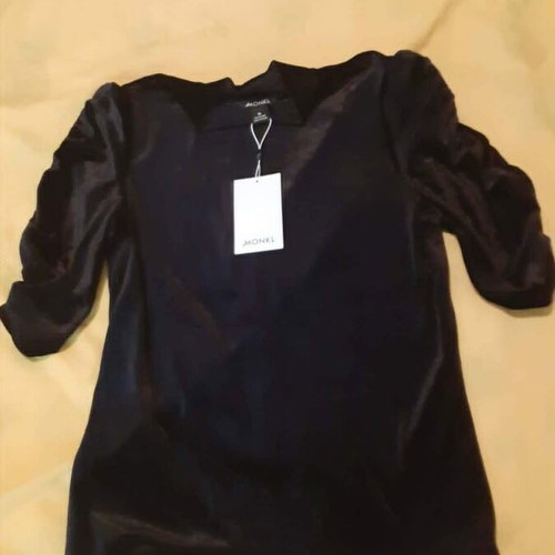 Monki Black Velour Blouse Size M Like New