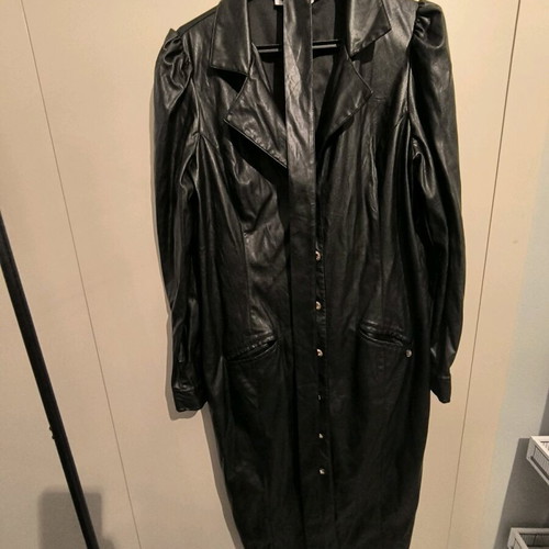 Midi dress plus size leather with belt Kyara new black size M