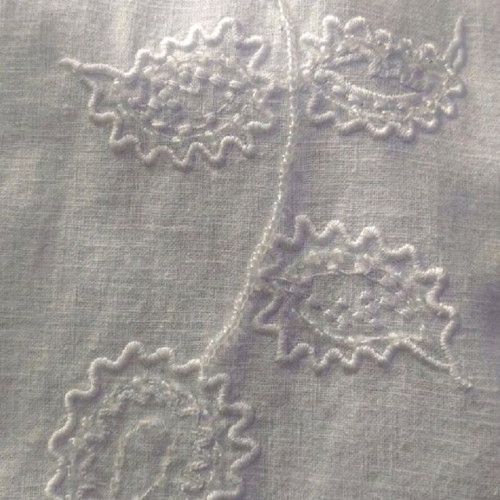White shirt with embroidery and beads like new, linen-cotton size M-L