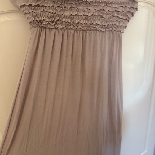So Sexy maxi dress with smocking, one size, like new, gray beige