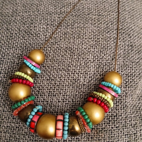 Long colorful necklace like new, boho style, 72cm+6cm extension