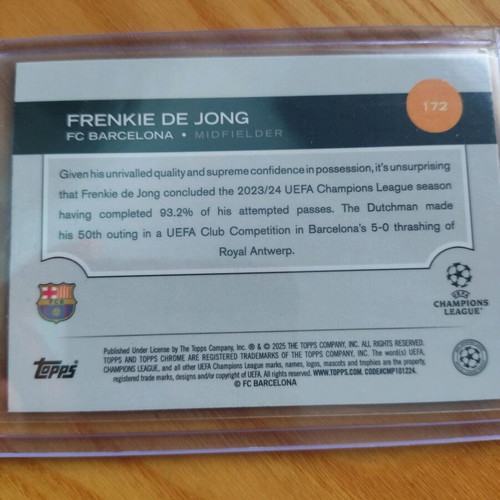 Topps Chrome Barcelona Frankie De Jong card like new