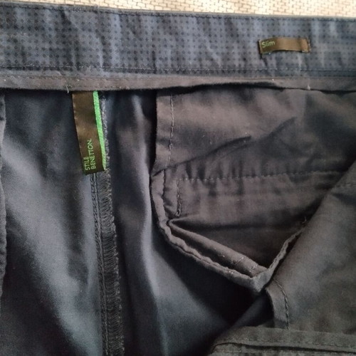 Benetton Chino pants like new, dark blue with micro-pattern, size S
