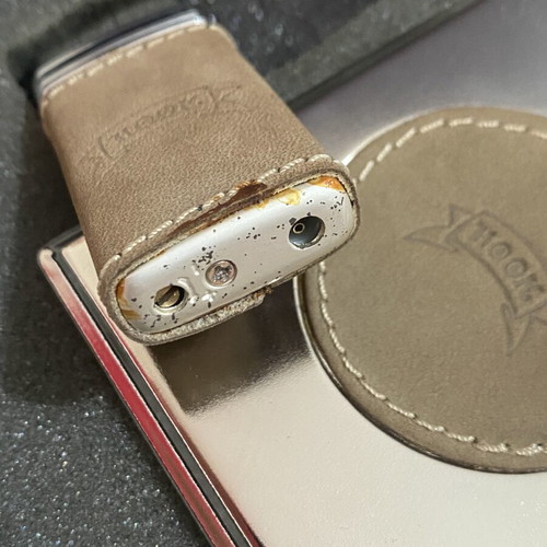 Metal cigarette case with lighter set like new
