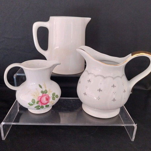 Vintage set of 3 milk jugs, Seltman Weiden, Zajecar Yugoslavia, Duraline England