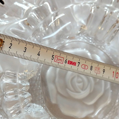 Crystal ashtray used, large with rose design