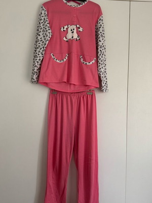 Χειμωνιάτικες πιτζάμες ροζ με σχέδιο σκυλάκι σαν καινούργιο, μέγεθος L