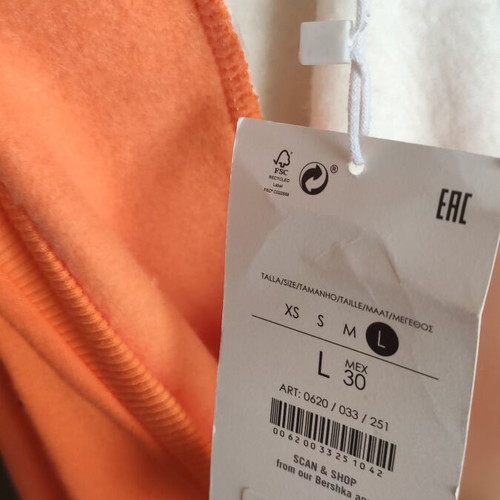 Bershka sweatshirt new, size L, white and orange