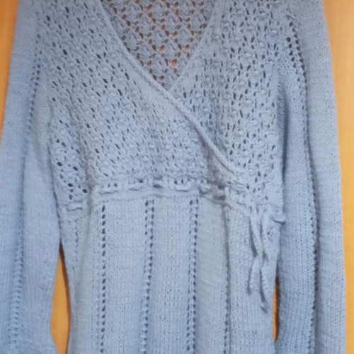 Midi wrap dress used, blue, handmade