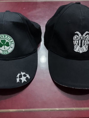 Panathinaikos and PAOK caps 100% cotton, new