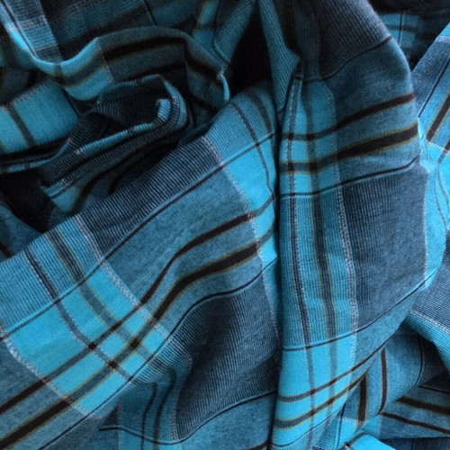 Checked fabric used, blue tones, 2.85x1.72 m