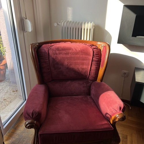 Solid Walnut Sofa Set 1960s with Three-Seat, Two-Seat, and Armchair Like New