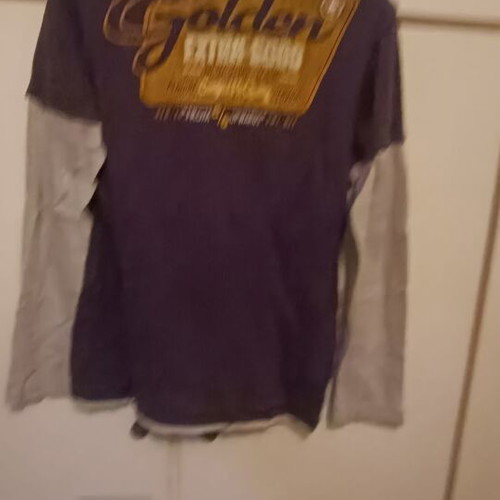 Long-sleeve shirt with fake short sleeves used, blue and gray, size M