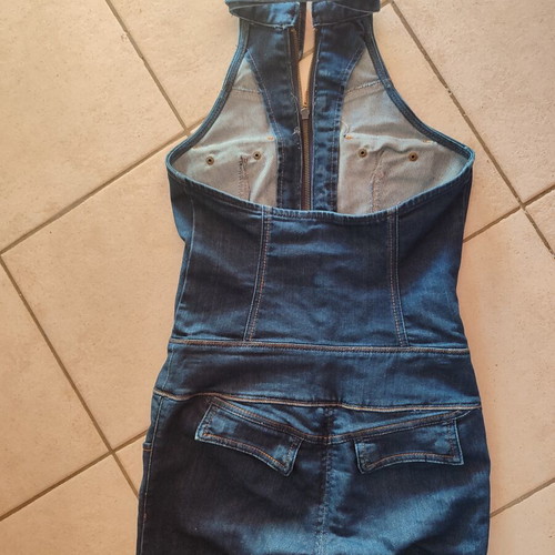 Denim jumpsuit like new, size S, blue, open back