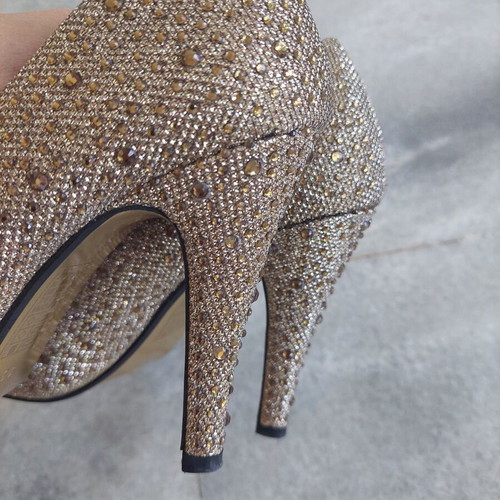 Diamantique high heels size 39 gold with rhinestones new