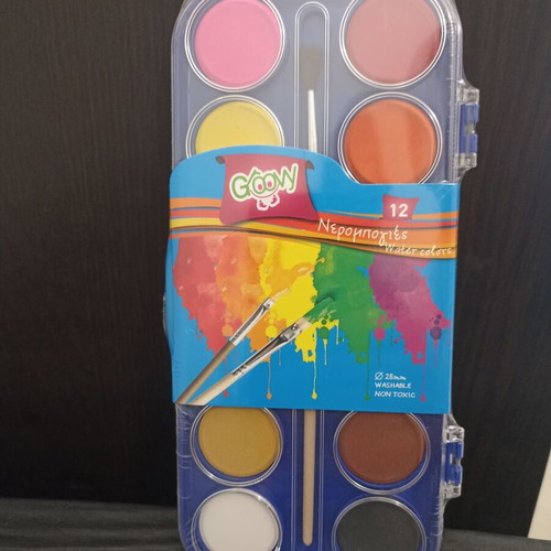 Groovy watercolor set 12 colors with brush and palette