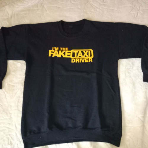FakeTaxi printed crewneck like new, size L, black and yellow
