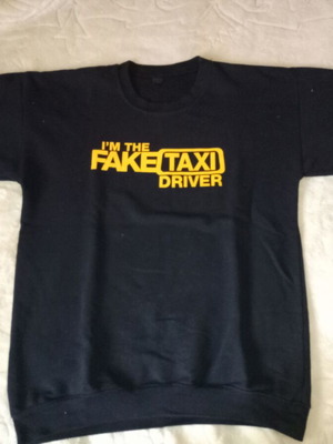 FakeTaxi printed crewneck like new, size L, black and yellow