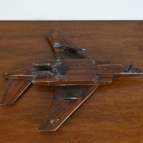 Handmade wooden fighter jet model delta wing used, vintage