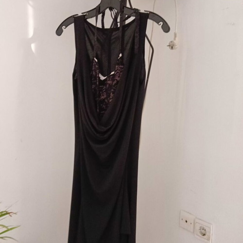 Women's dress with lace like new, black and pink, size M