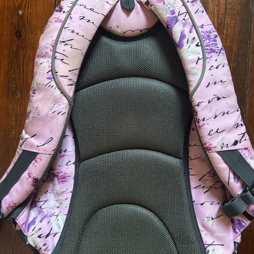 Polo school backpack like new, pink with designs and back support
