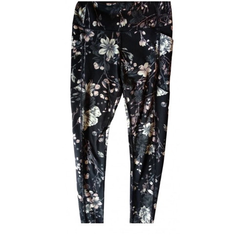 Victoria's Secret leggings used, black with multicolor pattern, size S