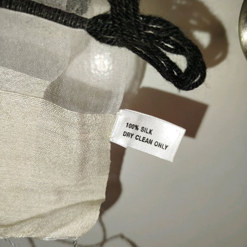Silk scarf white with black cords like new