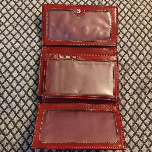 Red wallet used with multiple compartments