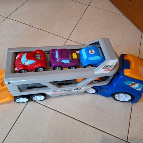 Toy truck with cars, used, complete set