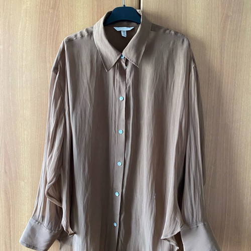 H&M Sheer Shirt Brown New, Size M
