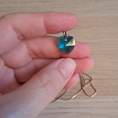 Necklace with silver 925 chain and turquoise Swarovski heart like new