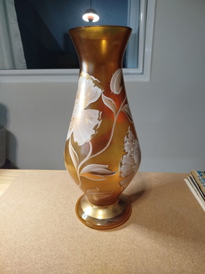 Glass vase used, height 36 cm, width 14 cm