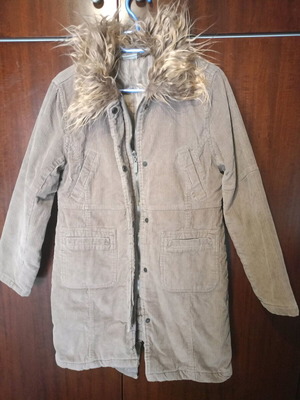 Girls Corduroy Coat used, beige, size 152 cm