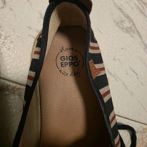 Gios Eppo fabric espadrilles like new, blue striped, size 45