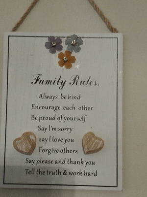 Decorative Family Rules wall plaque used
