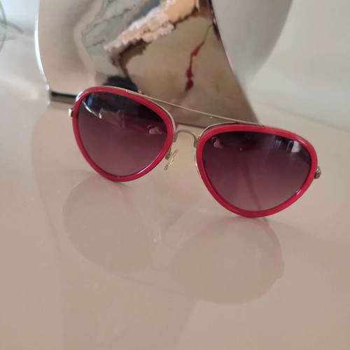 Fossil aviator sunglasses red frame used
