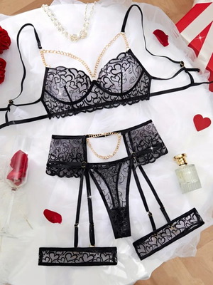 Women's black lingerie set new, lace