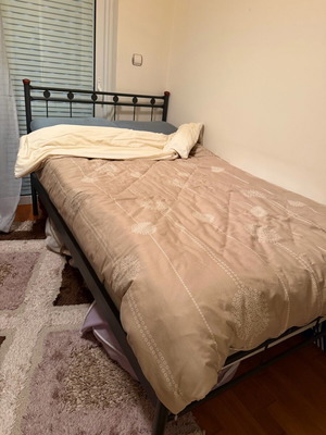 Single metal bed with mattress used