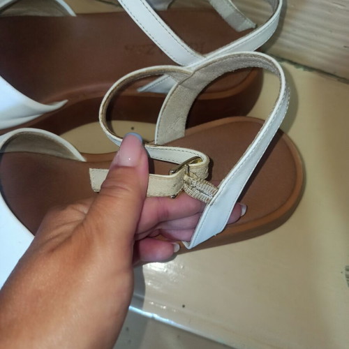 Ragazza leather sandals size 39, white with brown sole