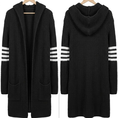 Black Island knitted cardigan with hood used, size M, black