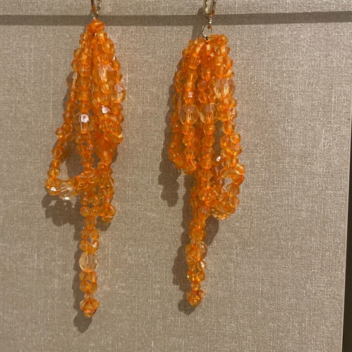 Beaded earrings like new with gold hoops