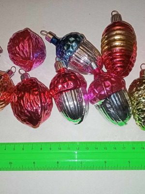 Small glass Christmas ornaments from 1980s Greek company
