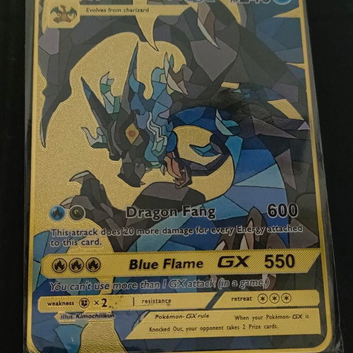 Pokémon Mega Charizard X GX Gold Metal Card like new